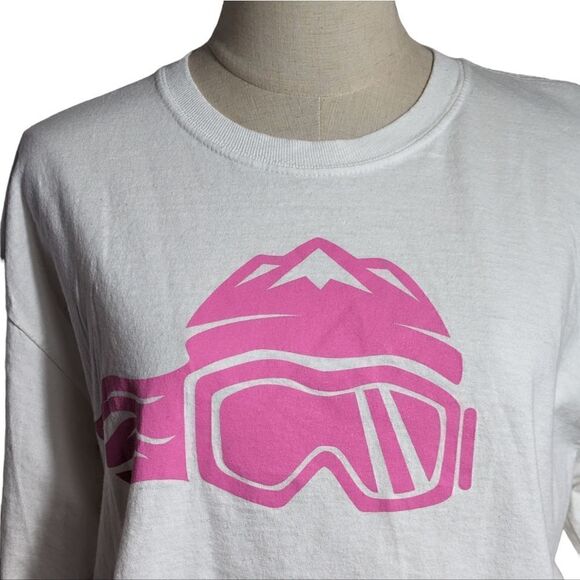 Ski Like A Girl Pink and White Long Sleeve Tee - Picture 3 of 7